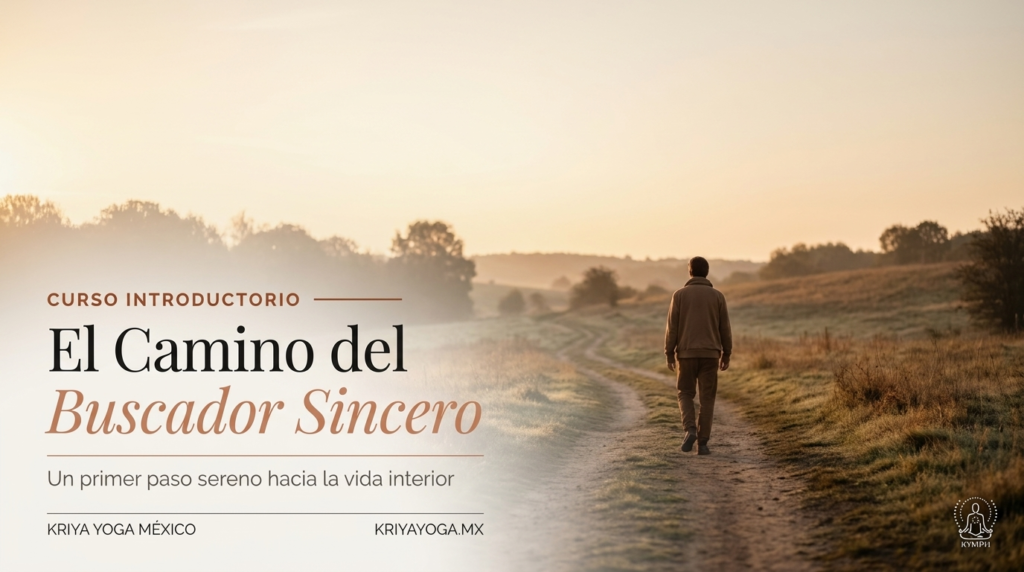 Curso introductorio de Kriya Yoga El Camino del Buscador Sincero: figura caminando un sendero al amanecer