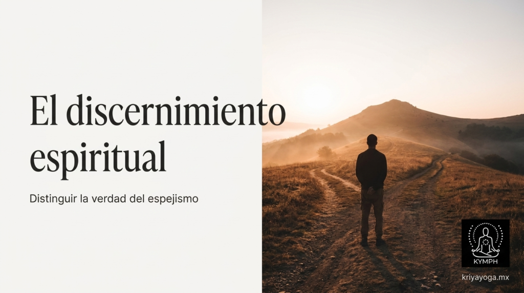 El discernimiento espiritual: figura ante una bifurcación del sendero al amanecer