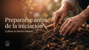 Prepararse antes de la iniciación: manos cultivando la tierra al amanecer, cultivar el terreno interior
